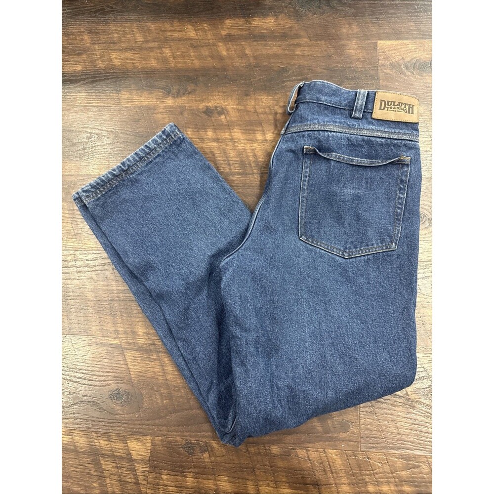 Duluth Trading Co Mens Jeans 36x32 Blue Denim Work Pants Lined 100% Cotton GUC
